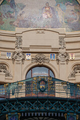 Details of facade of Art Nouveau Municipal House, Prague, Czech Republic