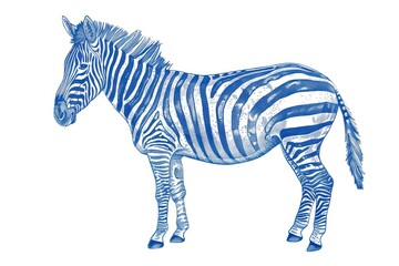 Hand drawn zebra drawing animal blue.