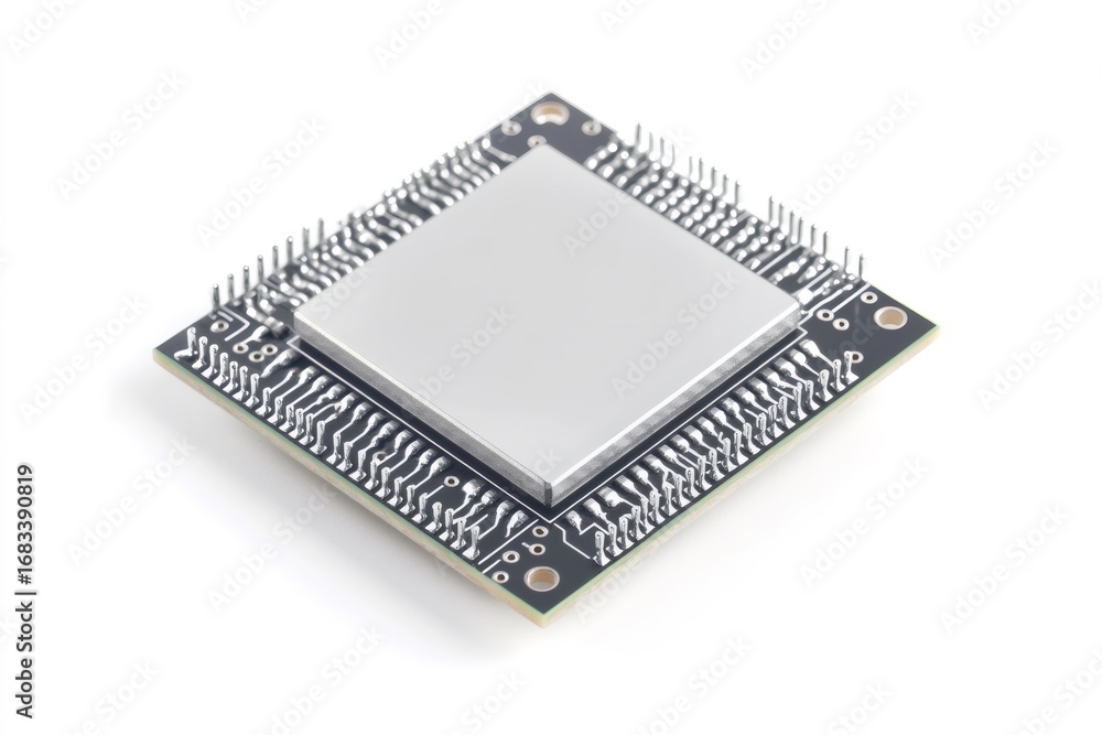 Aufkleber close up of a microchip on a circuit board, showcasing the intricate details of electronic component