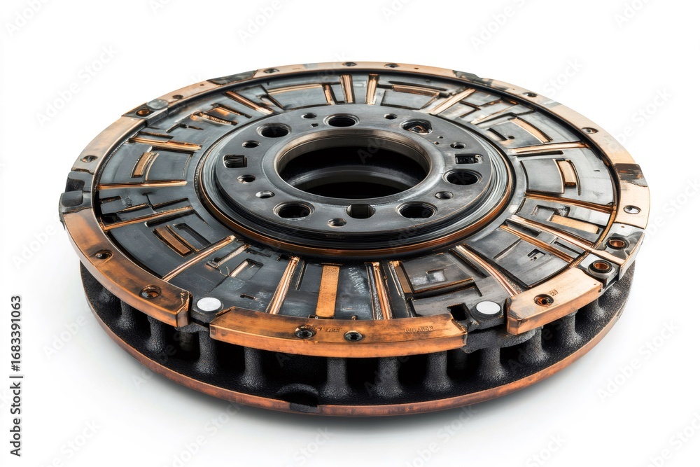 Poster macro image capturing the complex structure of a dual mass flywheel, highlighting its precision engi