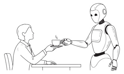 Robot Serving a Person a Beverage at a Table