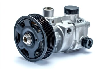 Electric power steering pump featuring a sleek design, set against a clean white background, highlighting essential automotive parts and accessories