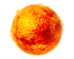 Fototapeta premium Fiery orb with swirling flames and bright yellow corona isolated on a transparent background