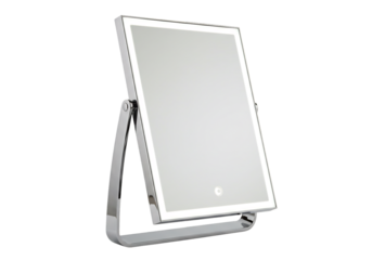 モダンなLED付き卓上鏡  スタイリッシュなデザインで輝く光