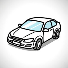 Simple vector icon illustration of a car viewed from a front diagonal angle