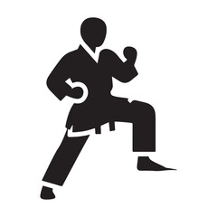 Martial Arts Fighter Stance Silhouette Icon