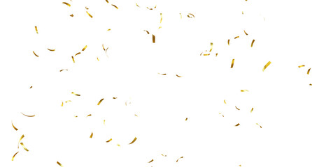 Obraz premium Falling isolated Gold Confetti. Glitter celebration PNG, Falling shiny gold confetti overlay on transparent background. 3d Rendering Transparent Confeti. Glossy golden festive tinsel. party, holiday, 