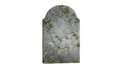 Weathered headstone with moss