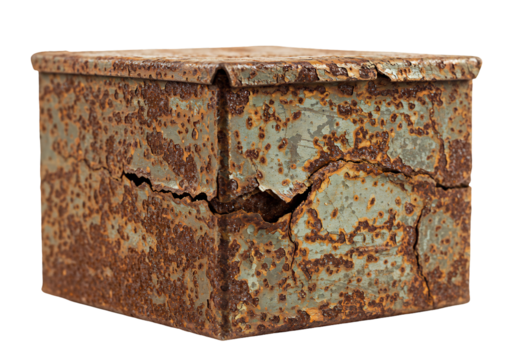 錆びついた金属箱　質感豊かな古びた風合い