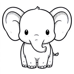 Fototapeta premium Cute cartoon elephant coloring page for children's motor skill development activities