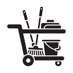 Cleaning Cart with Janitorial Supplies Icon