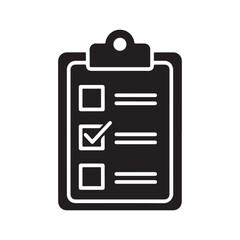 Fototapeta premium Black Clipboard Checklist Icon with Checkmark and Unchecked Items