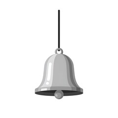 flat icon of hanging silver bell, isolated on white background