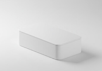 Fototapeta premium Sleek modern white storage box with rounded edges on clean background, perfect for minimalist design.