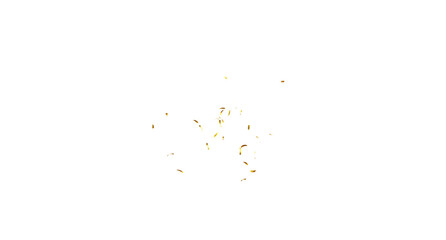 Falling isolated Gold Confetti. Glitter celebration PNG, Falling shiny gold confetti overlay on transparent background. 3d Rendering Transparent Confeti. Glossy golden festive tinsel. party, holiday, 