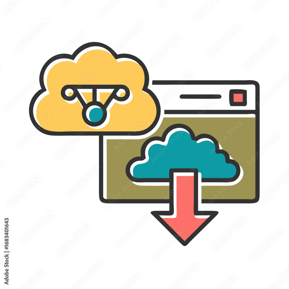 Poster cloud computing process with data transfer and download options