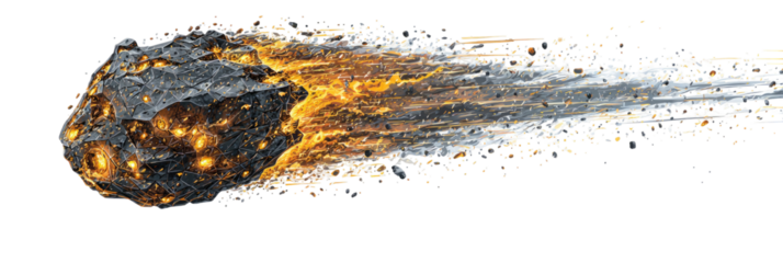 Fiery meteor hurtling through space