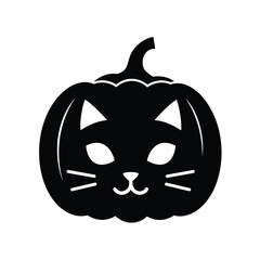 Black cat pumpkin icon white face
