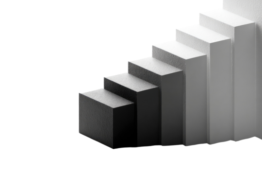 Abstract grayscale steps rising upward