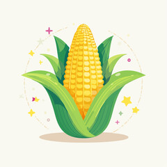 Obraz premium Colorful Pixel Art Corn Cob Illustration