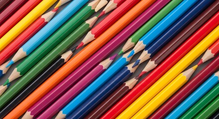 Fototapeta premium Colorful Assorted Pencil Crayons for Creative Art Projects and Drawing