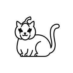 Pumpkin cat hybrid icon illustration
