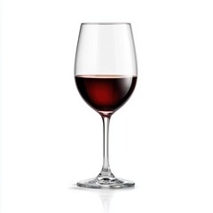 Elegant glass of red wine on white background
