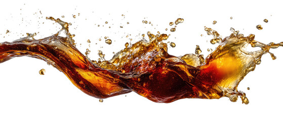 Dark brown liquid in dynamic splash