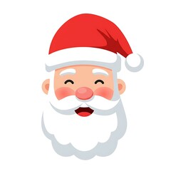 flat icon of smiling santa claus head, isolated on white background