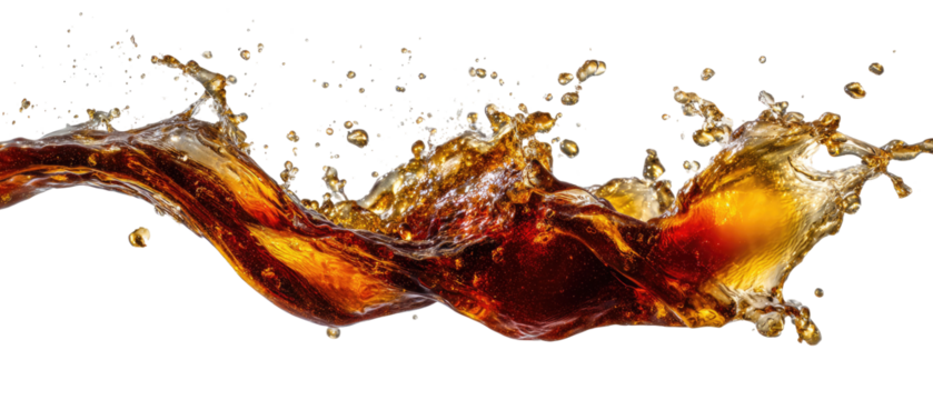 Dark brown liquid in dynamic splash