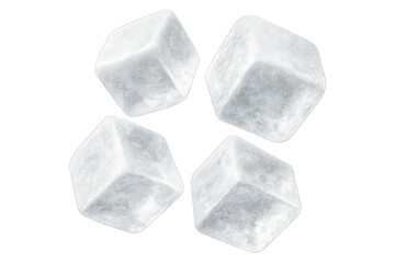 Realistic ice cubes rotating against a transparent background, creating refreshing visuals ideal for beverages and cocktails