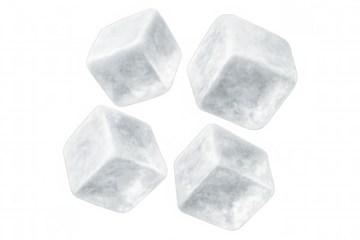 Realistic ice cubes rotating against a transparent background, creating refreshing visuals ideal for beverages and cocktails