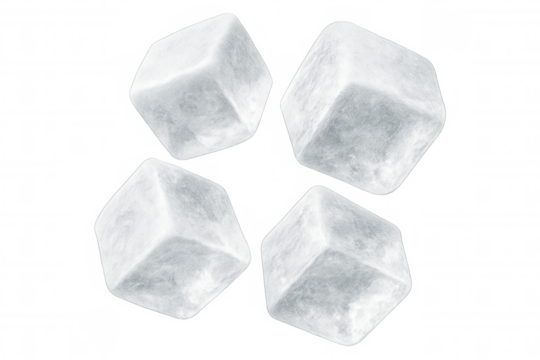 Realistic ice cubes rotating against a transparent background, creating refreshing visuals ideal for beverages and cocktails