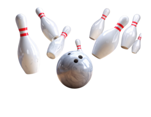 Bowling Ball Striking Pins with Flying Motion