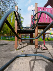 A close-up view of а metal ladder on a playground