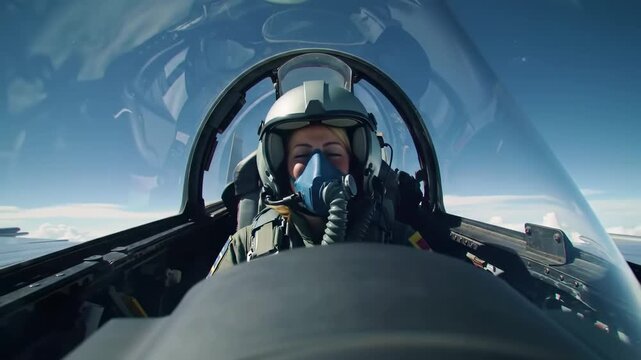 Female Pilot Soaring Above the Clouds