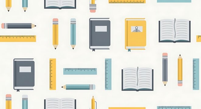 Educational Office Supplies and School Stationery Flat Lay Composition