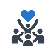 Team with heart icon
