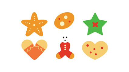 Fototapeta premium Cute gingerbread cookie collection isolated on white background