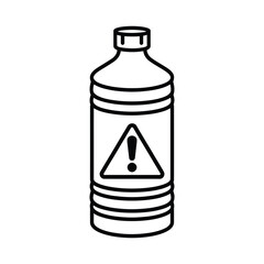 Line art of a bottle with a warning symbol