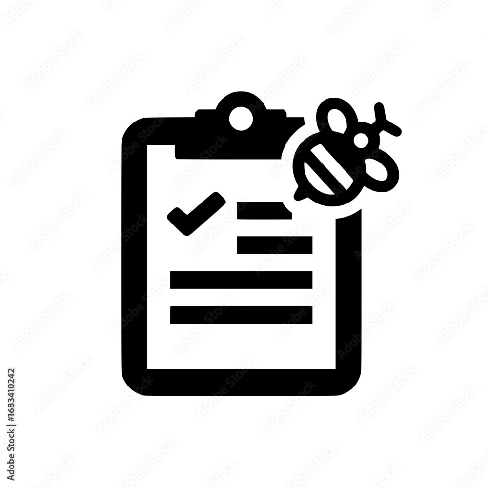 Poster clipboard icon featuring bee symbol for task management busy work and efficient planning