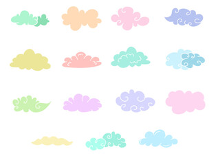 set of colourful cartoon cloud