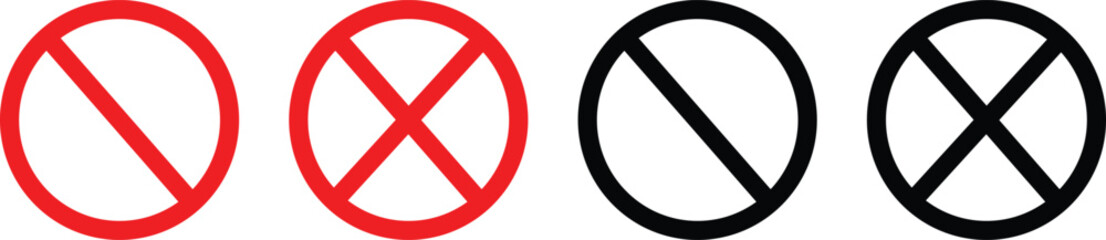 Fototapeta premium No icon set, transparent background,Not allowed sign, Warning symbol, No icon flat sign in style, 