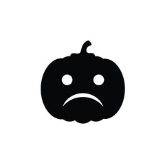 Black pumpkin sad face vector halloween emoji