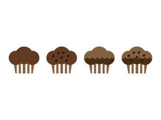 チョコレートマフィンのアイコンのイラストのセット