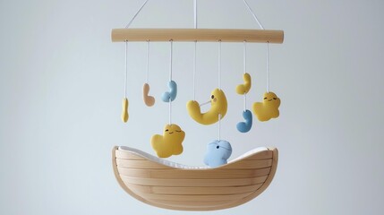 AI generator images of Baby toys, baby bell pendant for crib, baby sensory toys, Handmade Movable, postpartum Mother Gift, felt Animal Crib Lucky Toys Mobile, Children's Mobile, Wind Chime