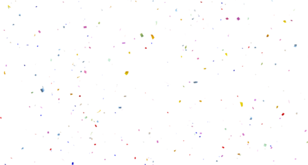 realistic bright confetti background for celebrations concept, in png format with transparent background. 3d render of confeti floating isolated. Christmas holiday and anniversary party Upper layer.