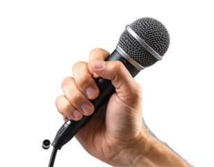 Close-Up Hand Holding Microphone on Stage