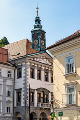 Beautiful decorated facades on the buildings of Slovenia's capital, Ljubljana.