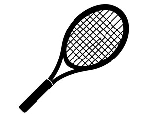 minimalist tennis racket  black silhouette vector